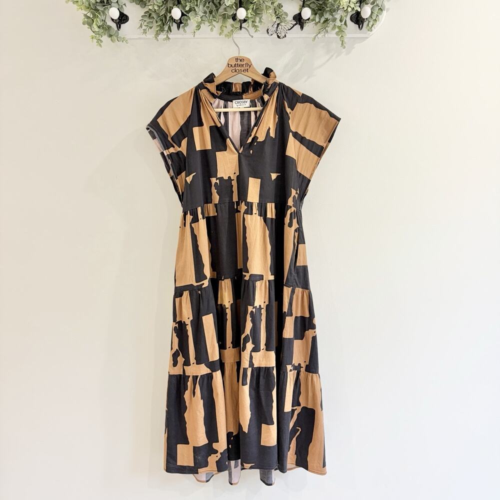 Crosby by mollie burch Abstract Print Midi Dress Size S bb 7008